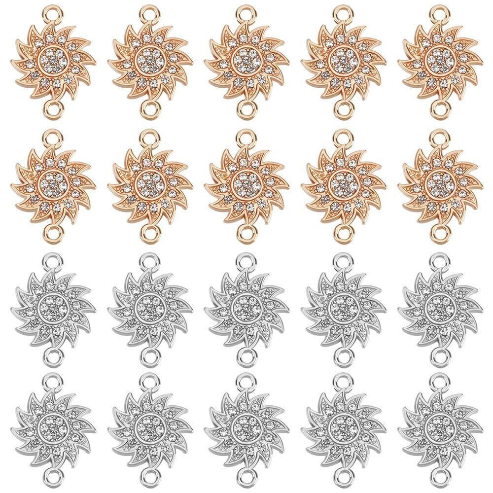 8193 40pcs 2 Styles Sunflower Charms Bulk Plant Charm Silver flower Bead